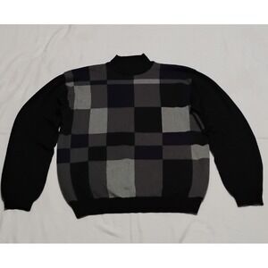 Axcess Men's L Patchwork Knit Mock Neck Long Sleeve Pullover Sweater Vintage